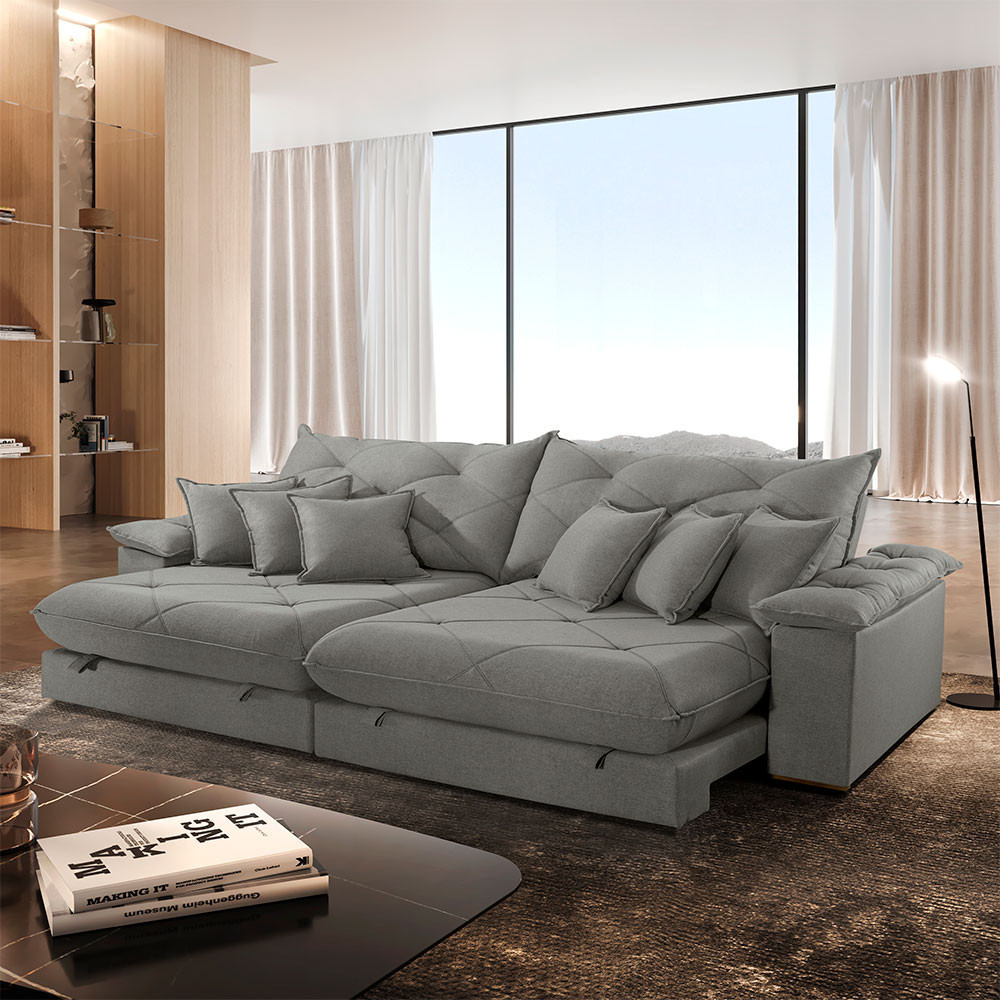 Sofá Ágata Linho Dois Módulos de 80 cm B25 Meu Sofá Online