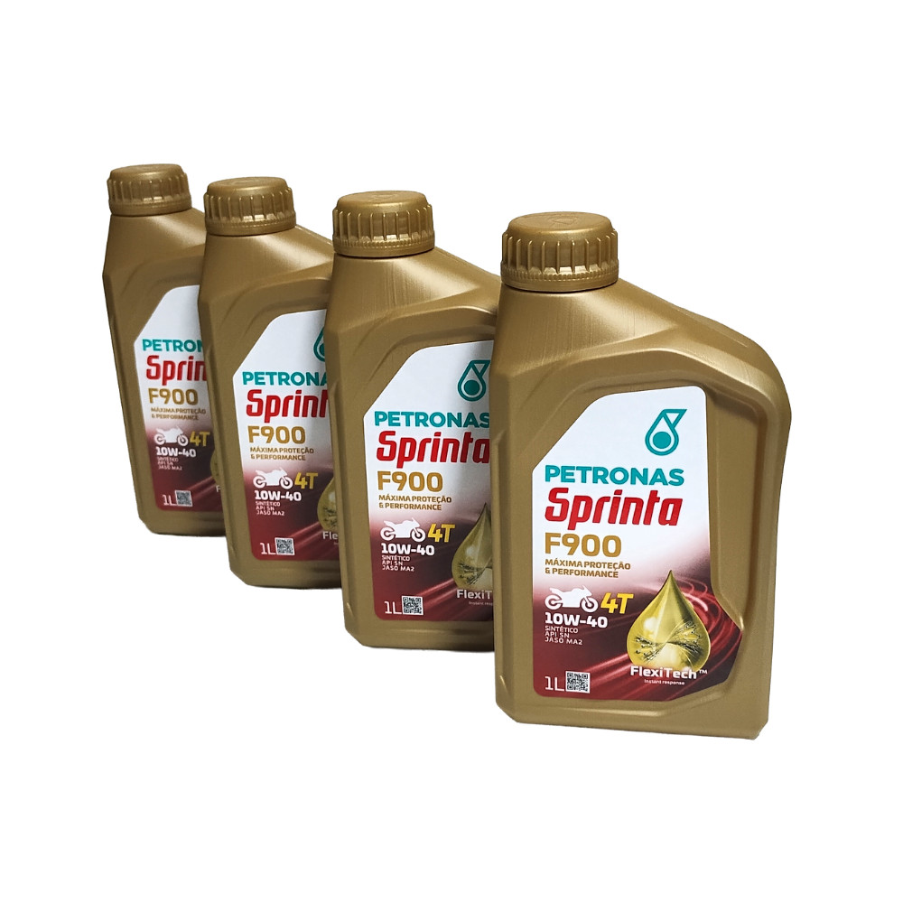 Kit 4 Litros Óleo para Moto Petronas Sprinta F900 10W40 - Yamaha, Kawasaki, Suzuki, Haojue e Triumph