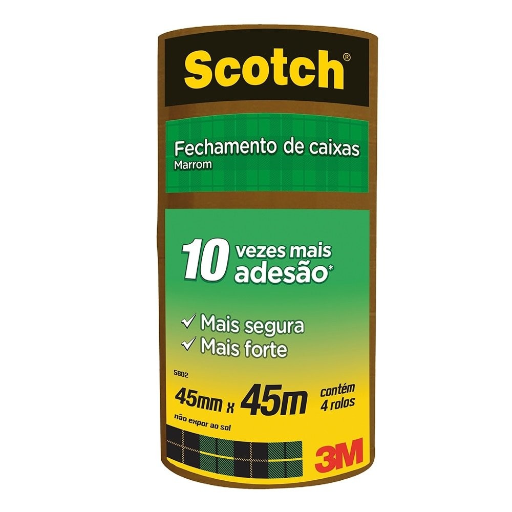Fita Empacotamento 3M 45mmx45m Scotch Marrom - Embalagem com 4 Unidades