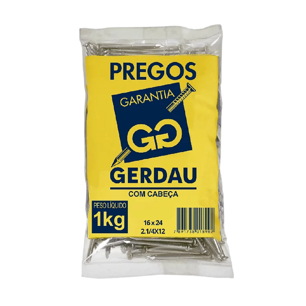 Prego Polido com Cabeça 16x24-2.1/4x12 1kg Gerdau em Oferta na Shopee