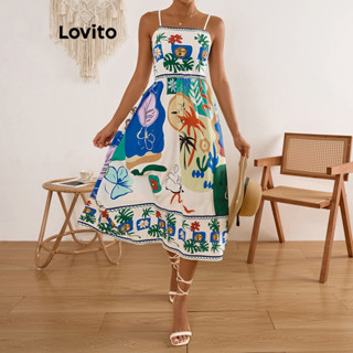 Lovito Vestido Boho Pop Art Print Padrão Vestido Para Mulheres LBL17611