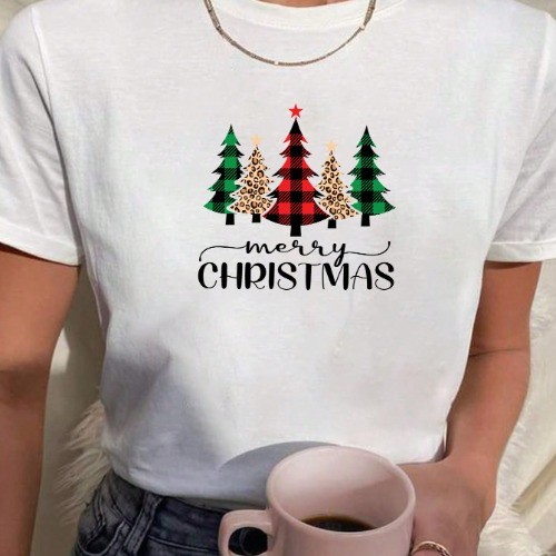 Camiseta Blusa T Shirt  Tumblr Natal Natalina Árvore de natal com oncinha 100% Algodão