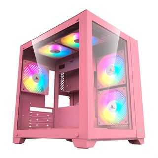 Gabinete Gamer Acegeek Aquarium M345, Mid-Tower, Lateral de Vidro, Rosa, AG-AQUARIUM-M345-PK em Oferta na Shopee
