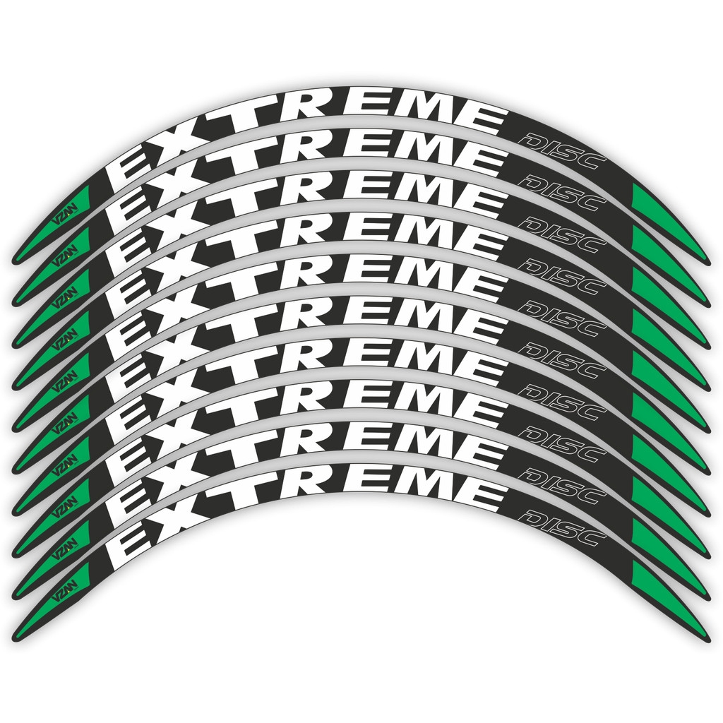 Adesivo Roda Extreme Verde Everest Disc Aro 26 e 29 Bike Mtb 8 Unidades