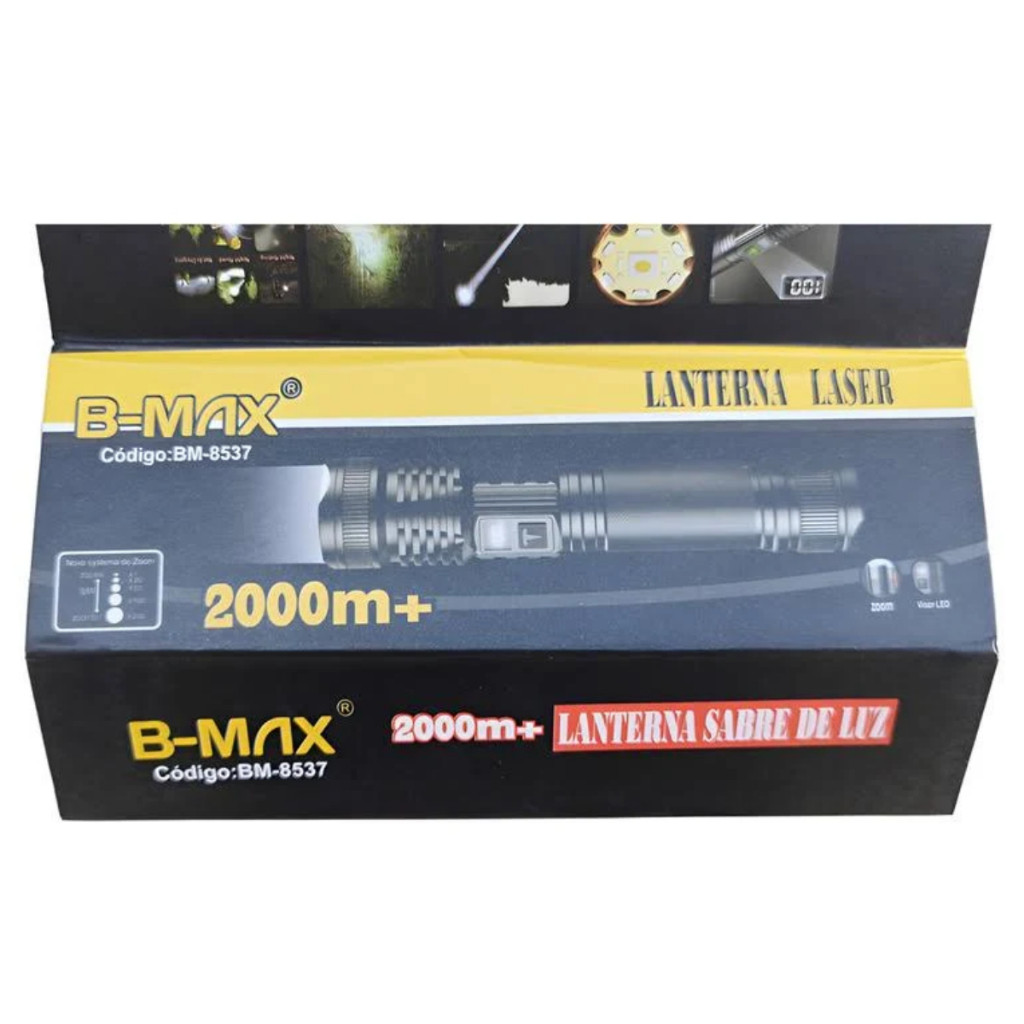 Lanterna Tática Laser Led Sabre De Luz 2000m 6800mah Usb B-Max