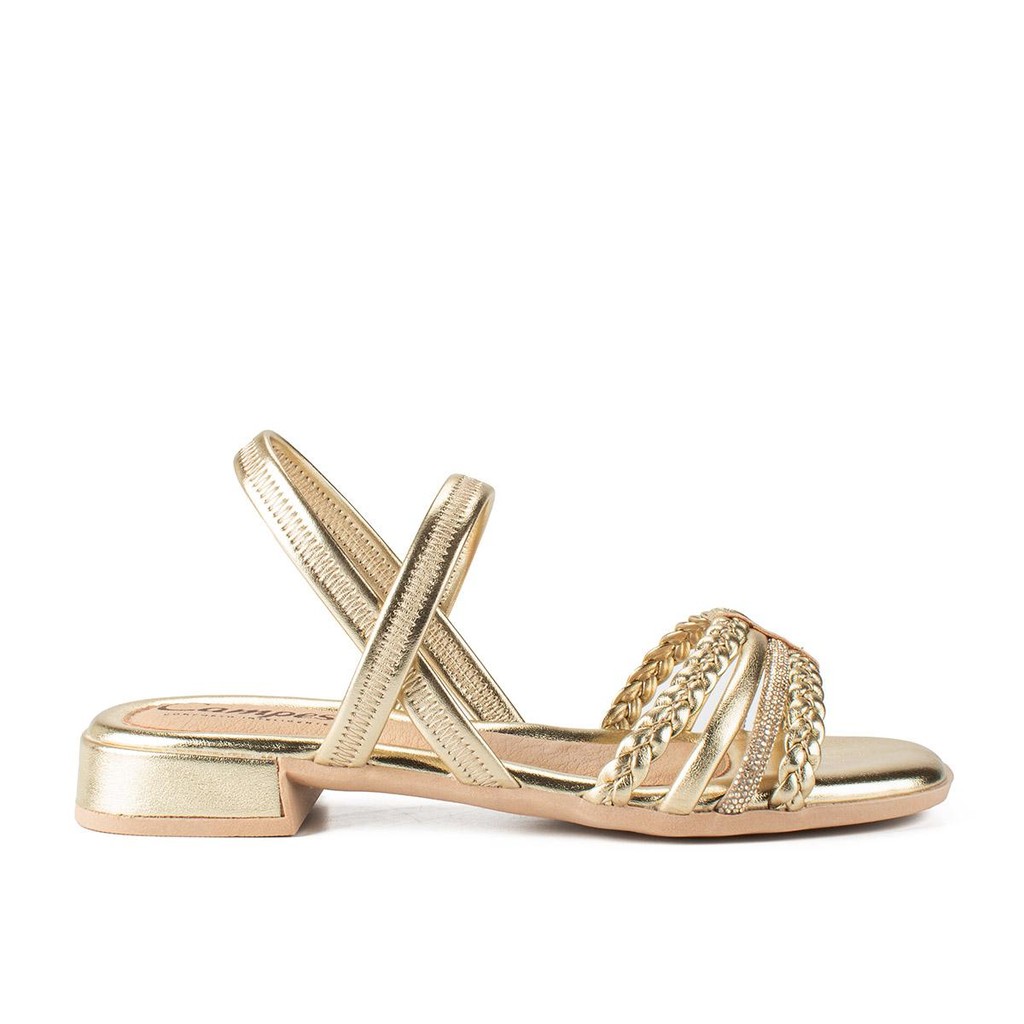 Sandália Campesí de Salto Baixo Metalizada CP561 em Oferta na Shopee