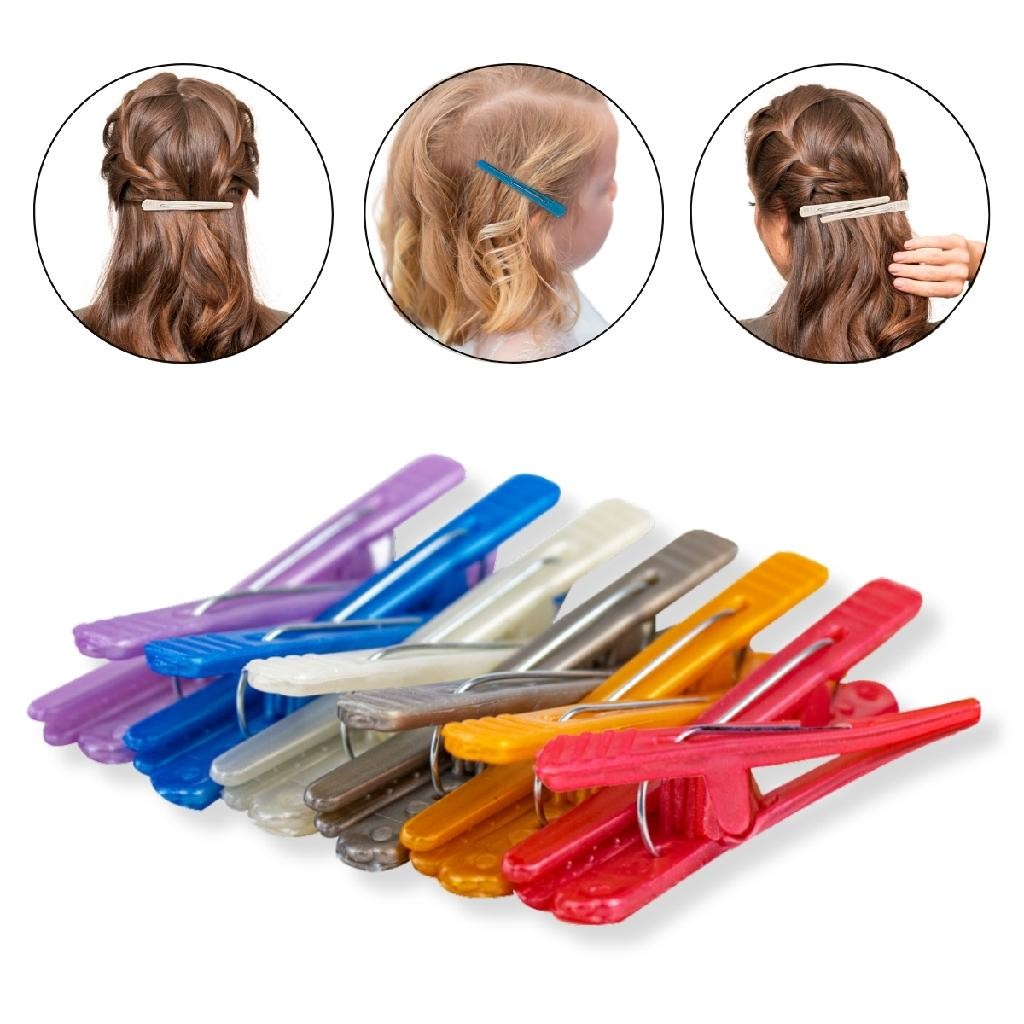 Kit 12 Prendedor Cabelo Presilha Bico Perolado Cabeleireira Penteado Infantil Adulto Acessório