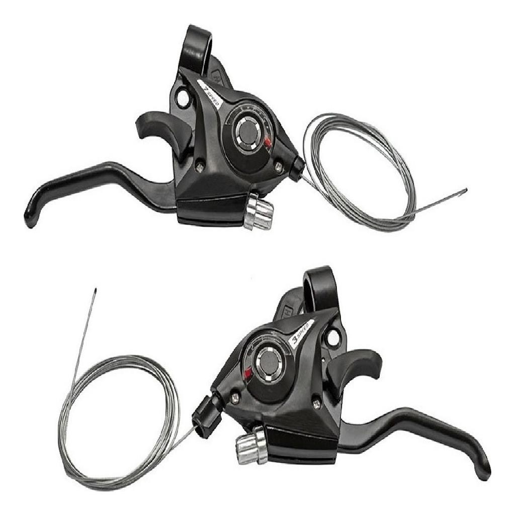 Par Manete Trocador De Marcha Tipo Shimano Bike Fire 3x7 21v em Oferta na Shopee