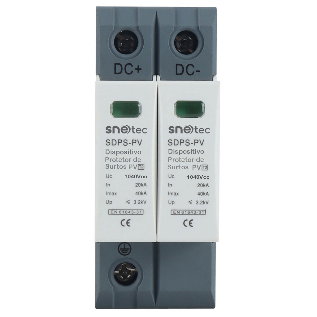 DPS Snetec Protetor De Surtos 20/40kA 1040V DC CC Painel Solar