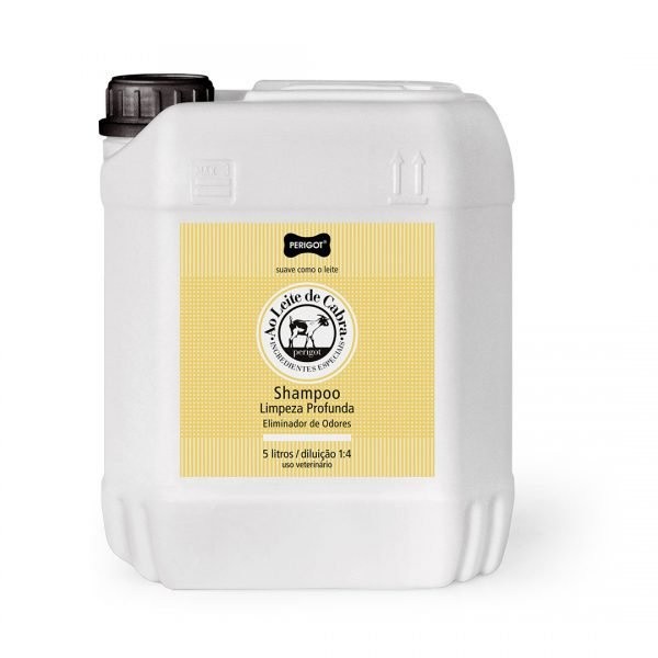 SHAMPOO LIMPEZA PROFUNDA PARA CÃES E GATOS LEITE DE CABRA  5 LITROS PERIGOT LINHA PROFISSIONAL
