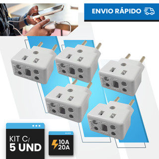 Adaptador de Tomada Benjamin 10A/20A Pino Maciço Bob Resistente SECADOR Ferro e Air Fryer em Oferta na Shopee