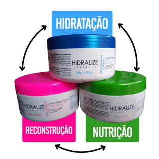 Kit Cronograma Capilar Mascara Hidratação Nutrição Reconstrução Tratamento Hidralize Envio Imediato em Oferta na Shopee
