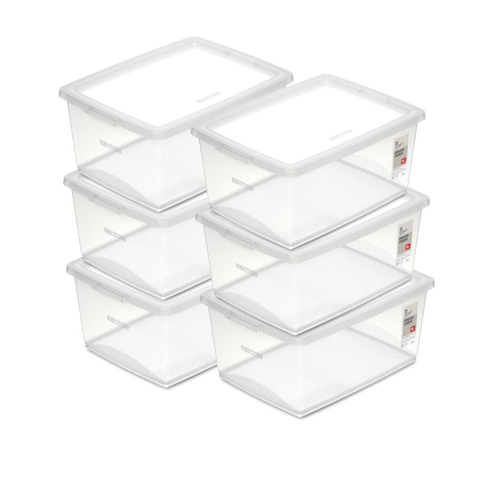 Kit Caixa Organizadora Plástica Cristal 15L Ordene 6un em Oferta na Shopee