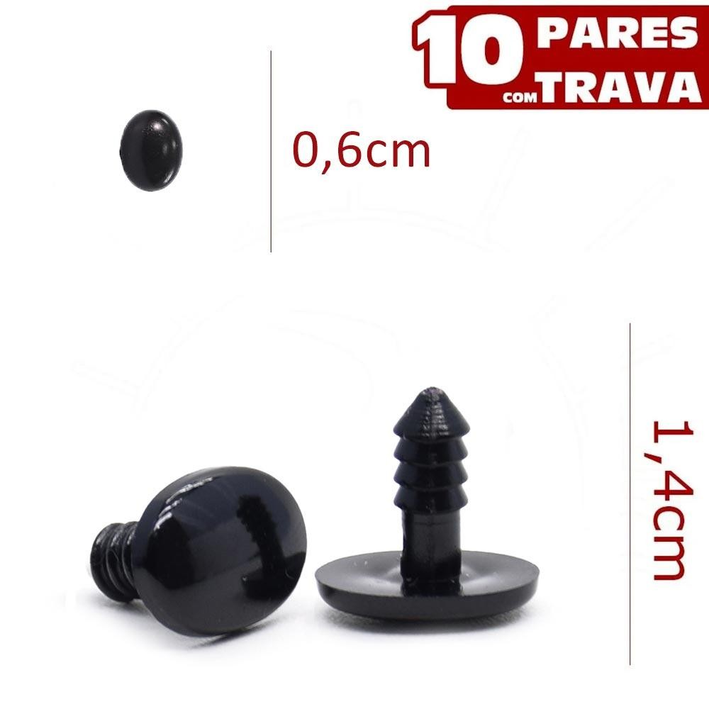 Olho Oval para Amigurumi Círculo Nº 6 Preto - 10 Olhos com Trava em Oferta na Shopee