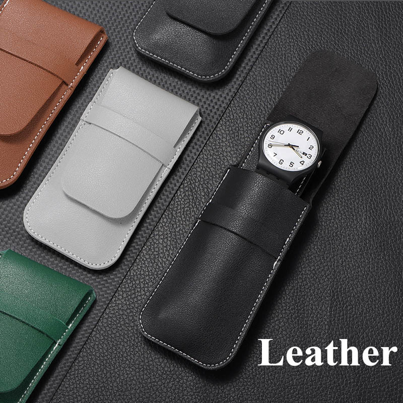 2 Peças Bolsa De Relógio De Couro Organizador Acessórios Presente Antipoeira Flanela Bolsas PU Para Armazenamento De Rel