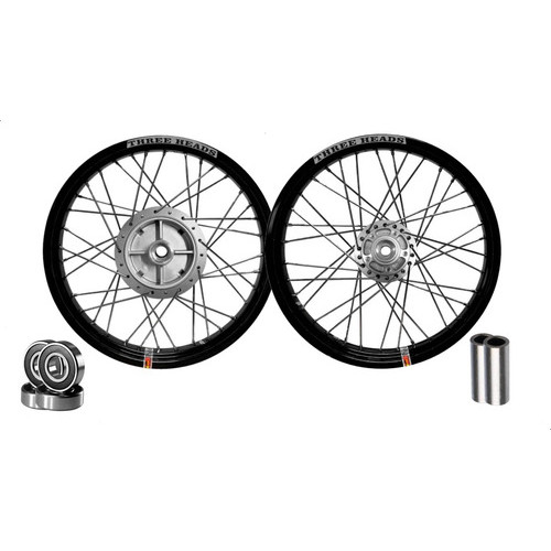 Par De Roda Three Heads Titan 150 Disco Prata Rolamentos + Espaçadores