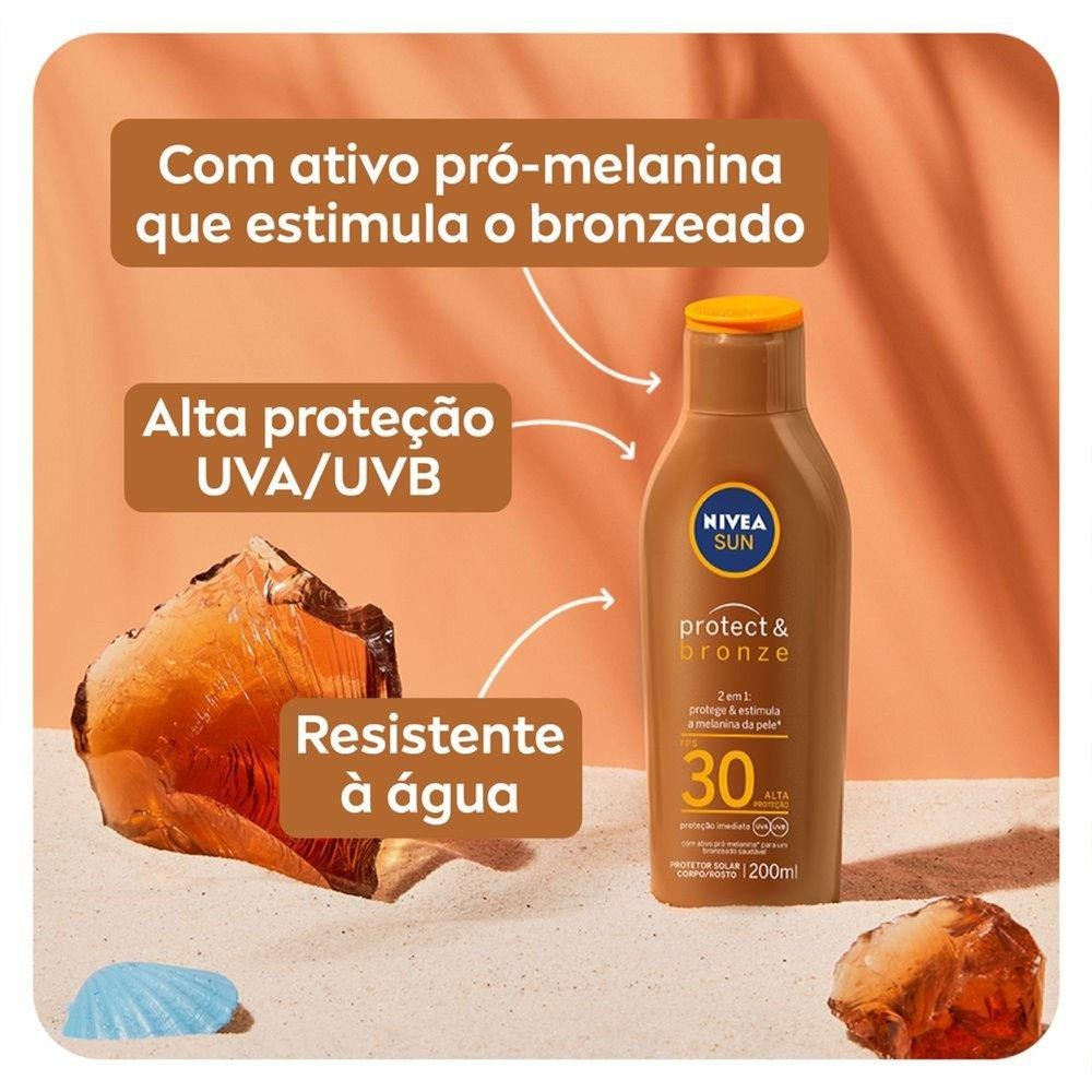 PROTETOR SOLAR NIVEA SUN PROTECT E BRONZE FPS30 200ML — imagem 2 de 2