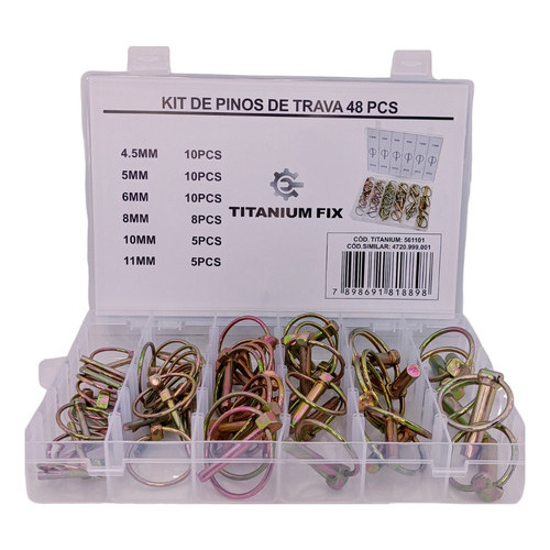 Kit 48 Pino Trava Quebra Dedo Argola Metrica Trator Agricola