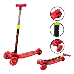 Patinete Infantil Luz 3 Rodas Brilhante Radical Com Led Vermelho Brinqway
