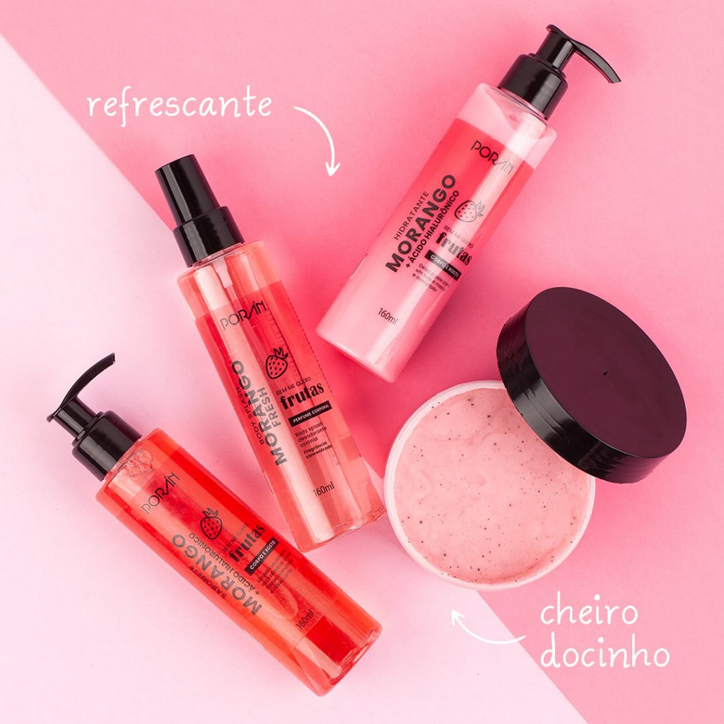 Kit corporal morango completo esfoliante hidratante Fashion em Oferta na Shopee