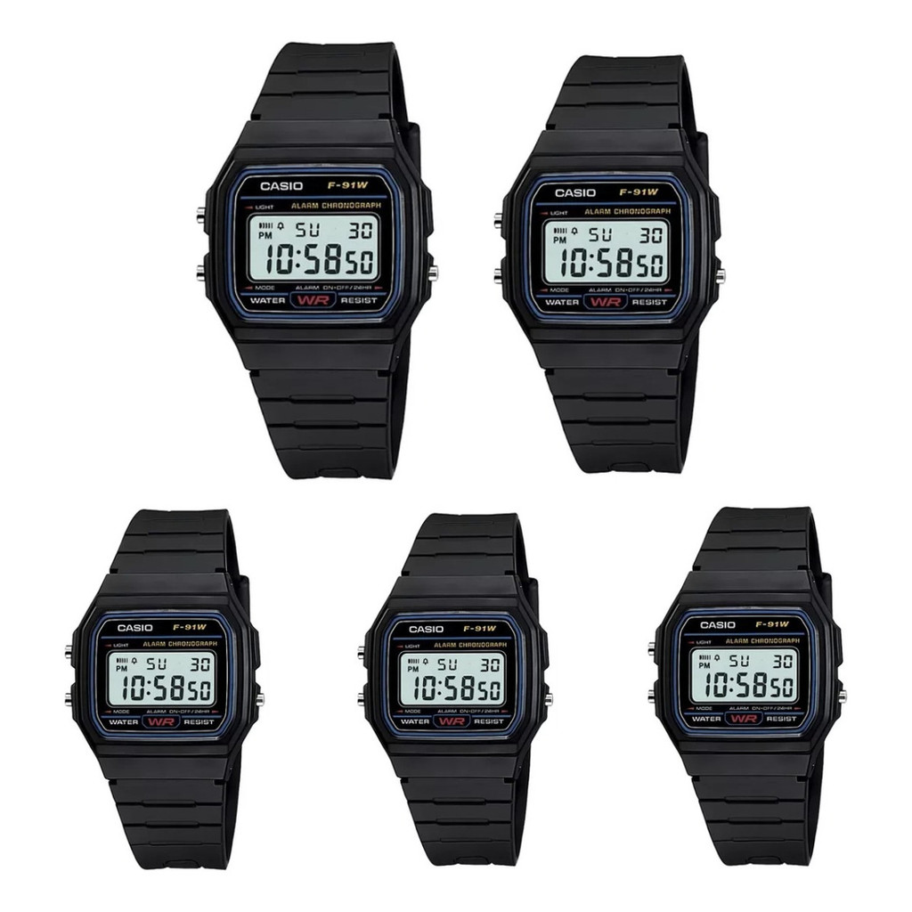 Kit Com 5 Relógios  A Prova D'água - F-91w - Atacado