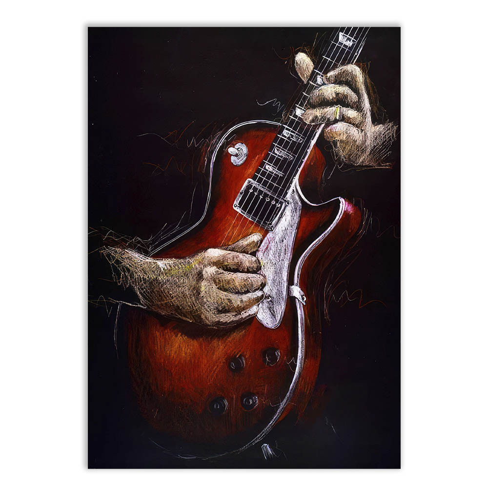 Placa Decorativa Guitarra Guitarrista Ilustração Musica Rock Grunge Decoração Poster Quarto Sala