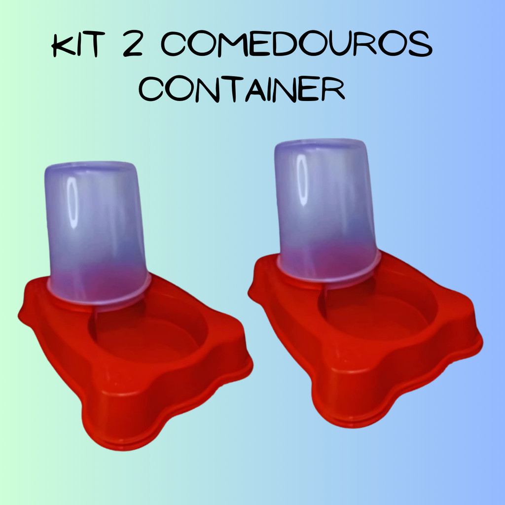 Kit Dois/2 Comedouro Bebedouro Dupla Função para Cães e Gatos 1,35 Kg 1,5 Litros para agua e ração