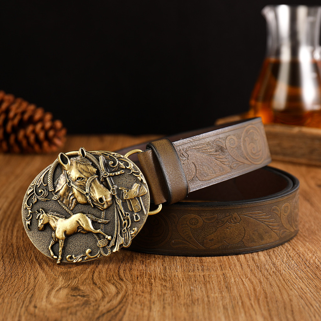Cinto Clássico de Couro de Cavalo,cinto country masculino，cinto cowboy，cinto masculino couro