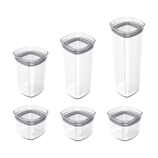 Kit de potes herméticos modular Ou 6 peças - Linha Block - Natural