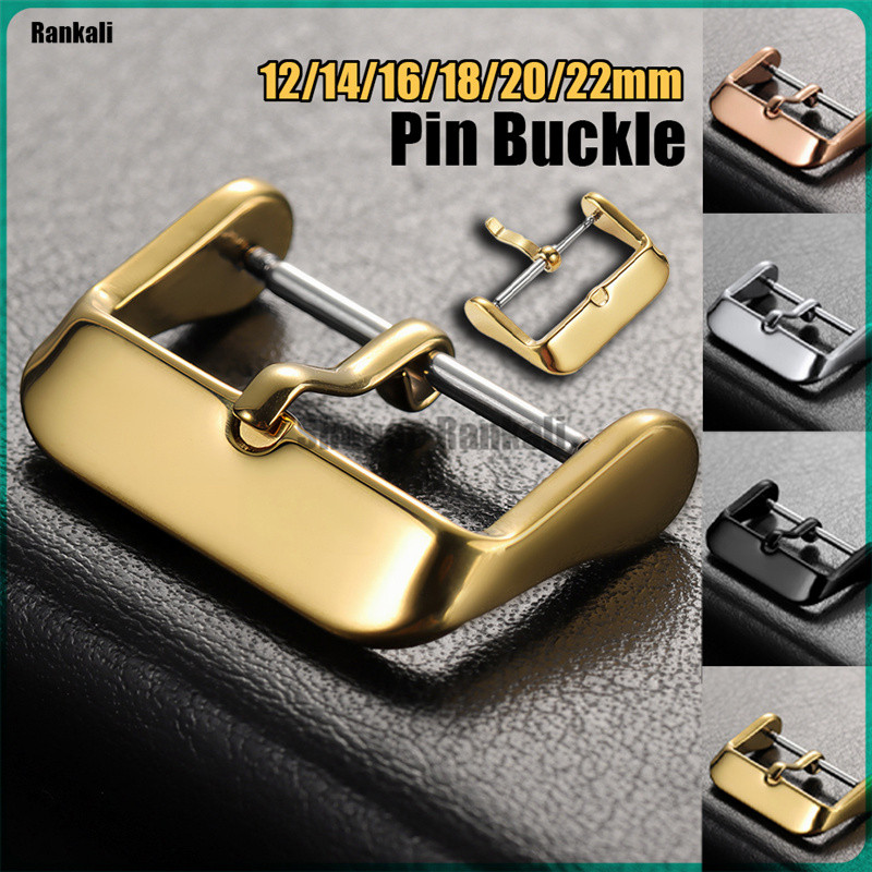 Fivela De Pino De Relógio De Aço Inoxidável 304 , 12/14/16/18/20/22mm , Pulseira Metal Polido , Fecho Prateado , Preto ,