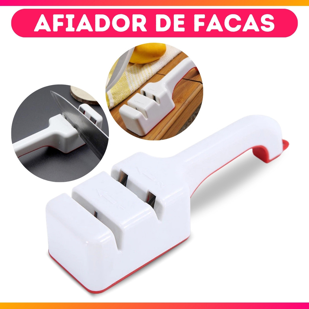Afiador de Facas e Tesouras Amolador Profissional Afiar de Plástico e Metal Emborrachado 2 Opções
