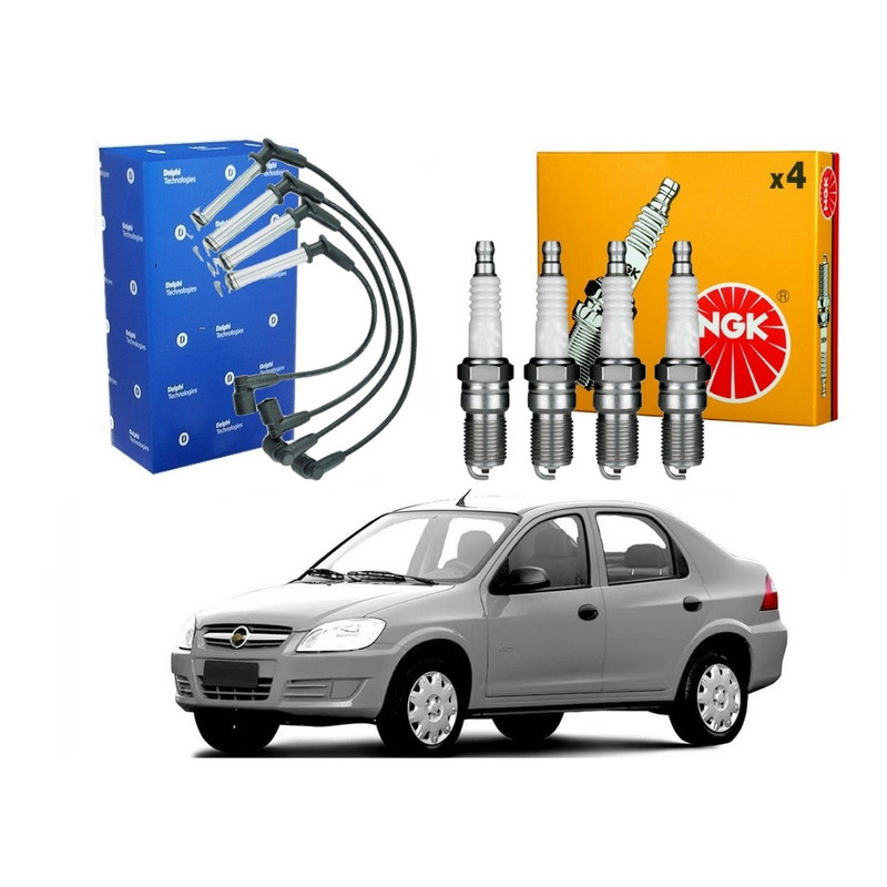 Kit Vela Cabo Ngk Prisma 1.4 Flex 2007 A 2012 - Spare Parts and Accessories for Vehicles