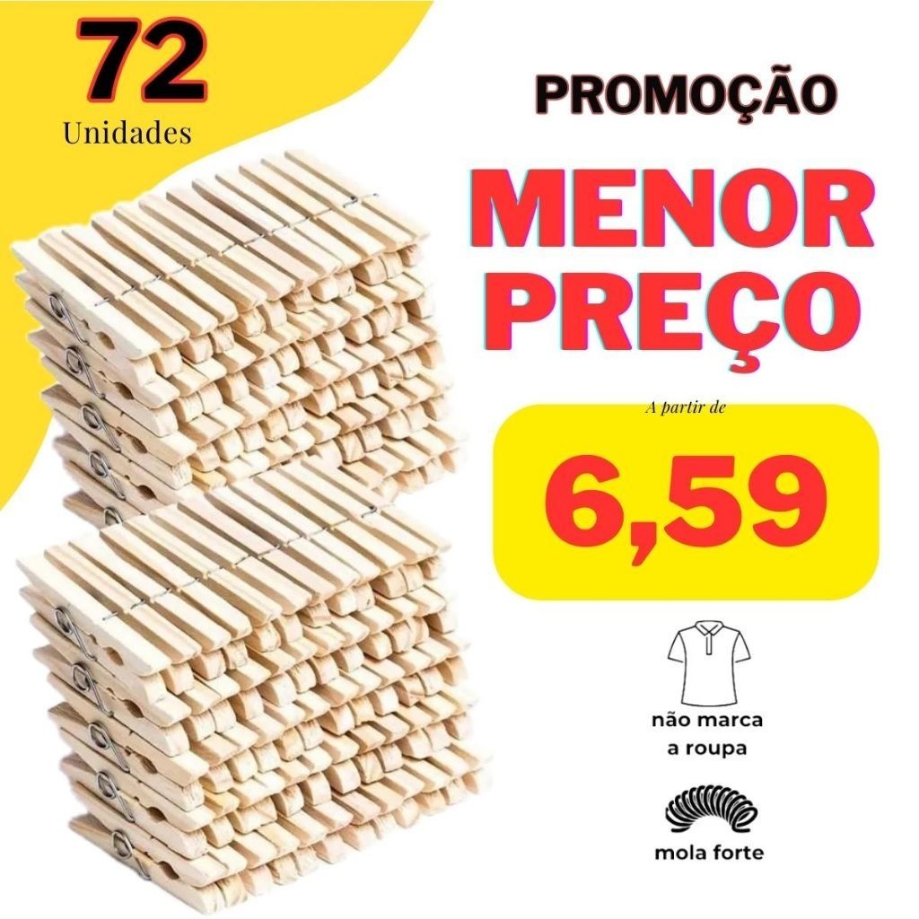 kit até 120 Prendedor de Roupas de Madeira ,Pregador de roupa Prendedores ESCOLHER A QUANTIDADE a pronta entrega