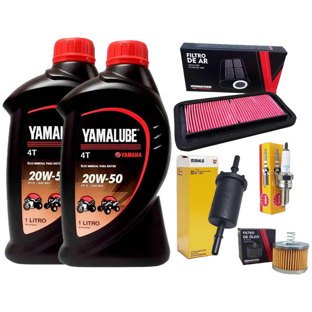Kit Revisão Fz15 150 Abs Óleo Yamalube 20w50 2 Litros + Filtros e Vela Ngk em Oferta na Shopee