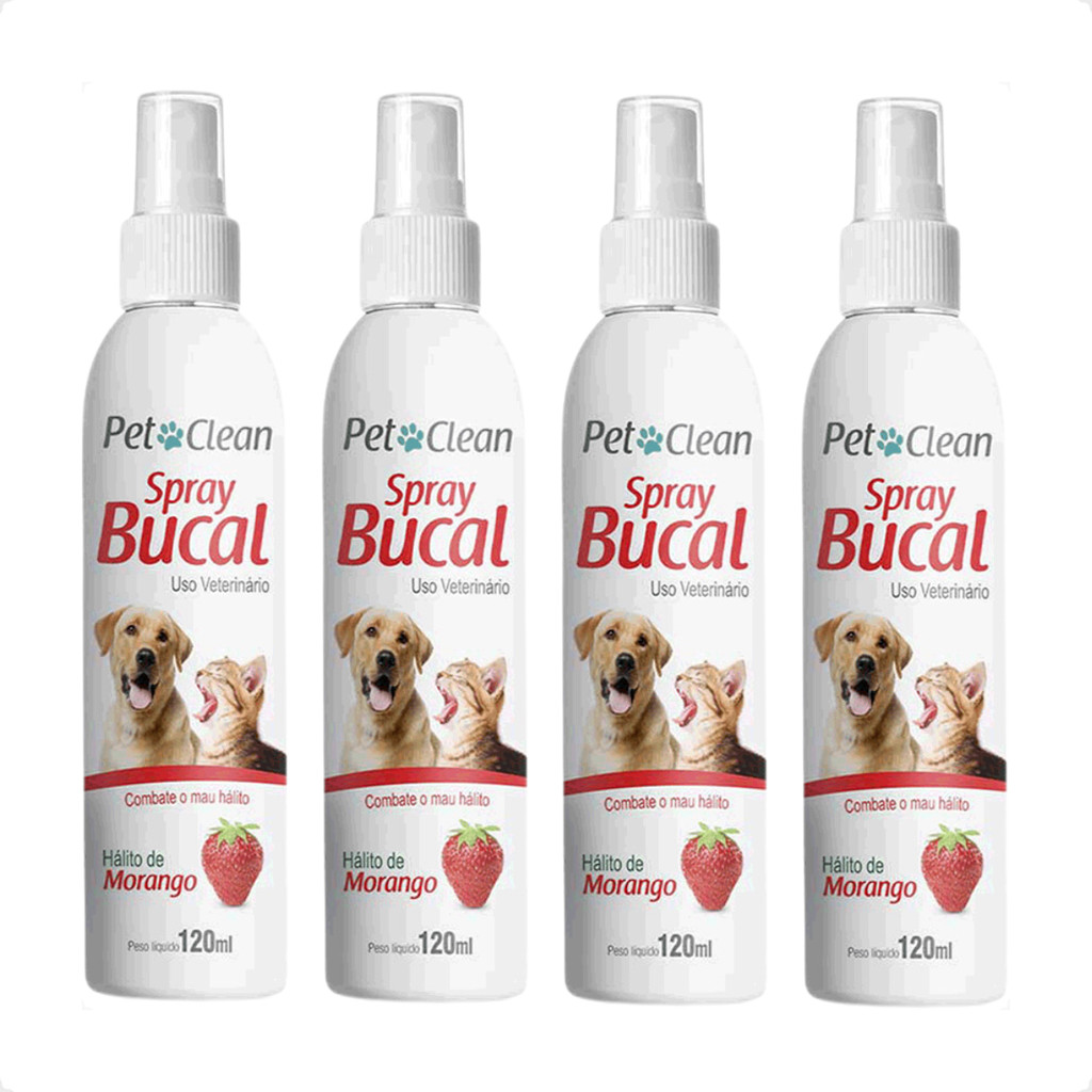 Kit 4 Spray Bucal Pet Clean Morango - 120ml em Oferta na Shopee