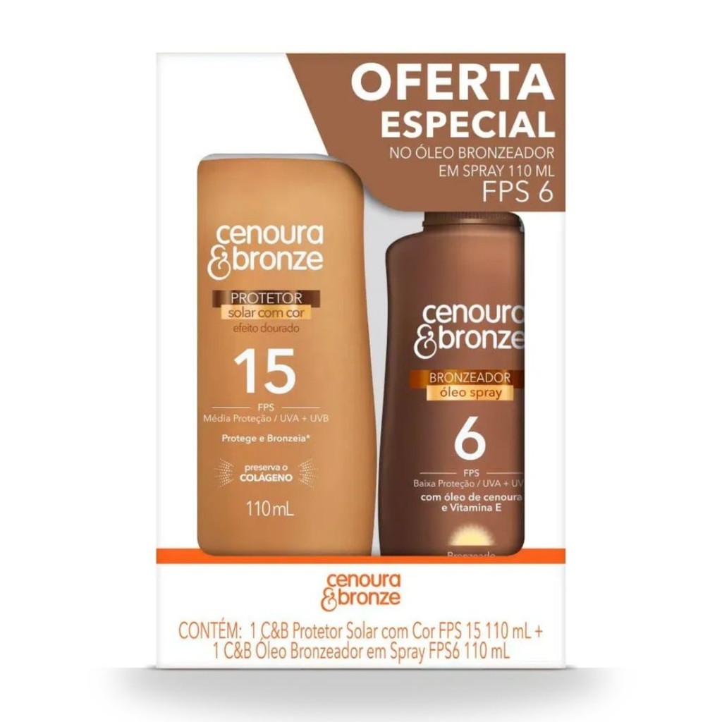 Kit Cenoura&Bronze Protetor Solar FPS15 e Bronzeador FPS6