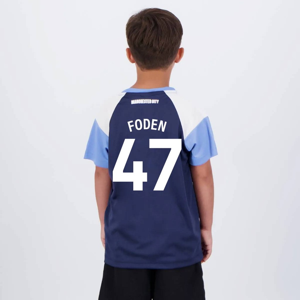 Camisa Manchester City Foden 47 Irwell Infantil Marinho em Oferta na Shopee