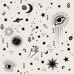 Papel de Parede Universo Planetas Fundo Bege 2,50m x 50cm Decorativo