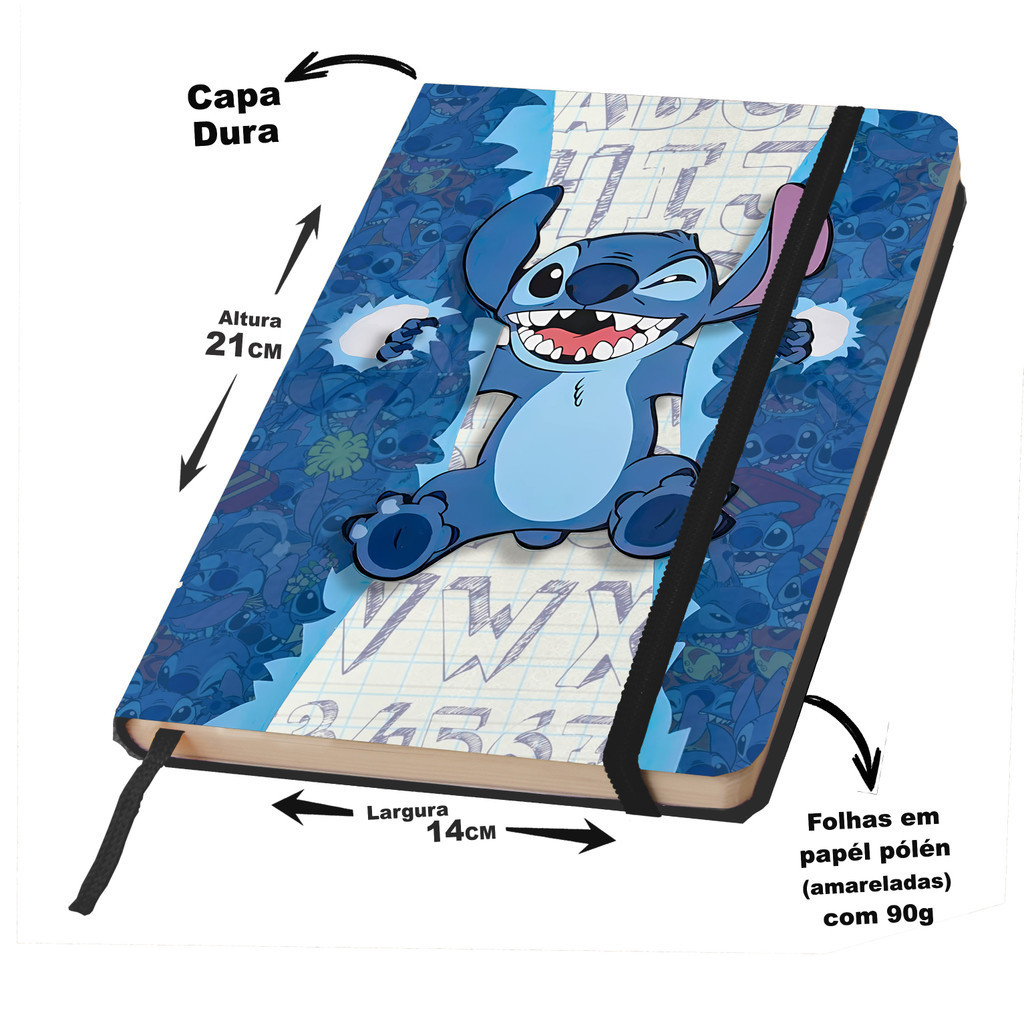 Caderno Sketchbook ou de anotação Capa dura GRANDE 21X14cm tema Stitch em Oferta na Shopee