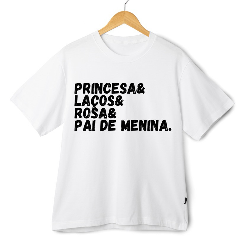 Camiseta Branca Masculina Pai Presente Pai de Menina Parceiro Amigo Plus Size