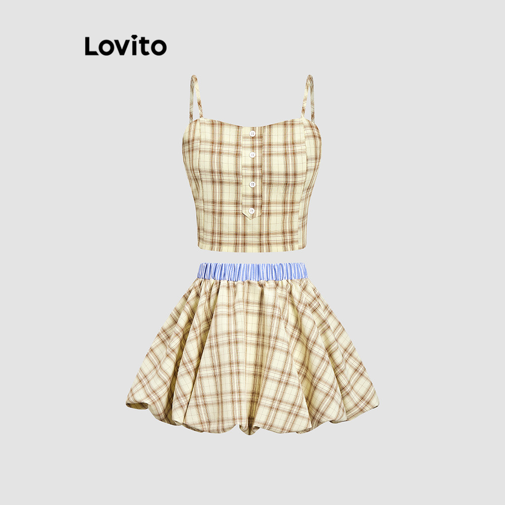 Lovito Tops ou calças femininas casuais com costura em tecido Colorblock liso L110AD455 - Women Clothes