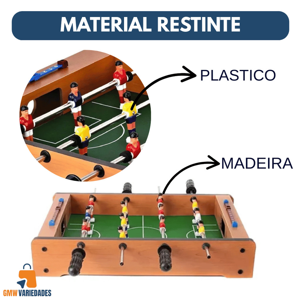 Detalhes do Futebol De Mesa - Pebolim - Reforçada Com Bolas E Placar Mesa De Pebolim