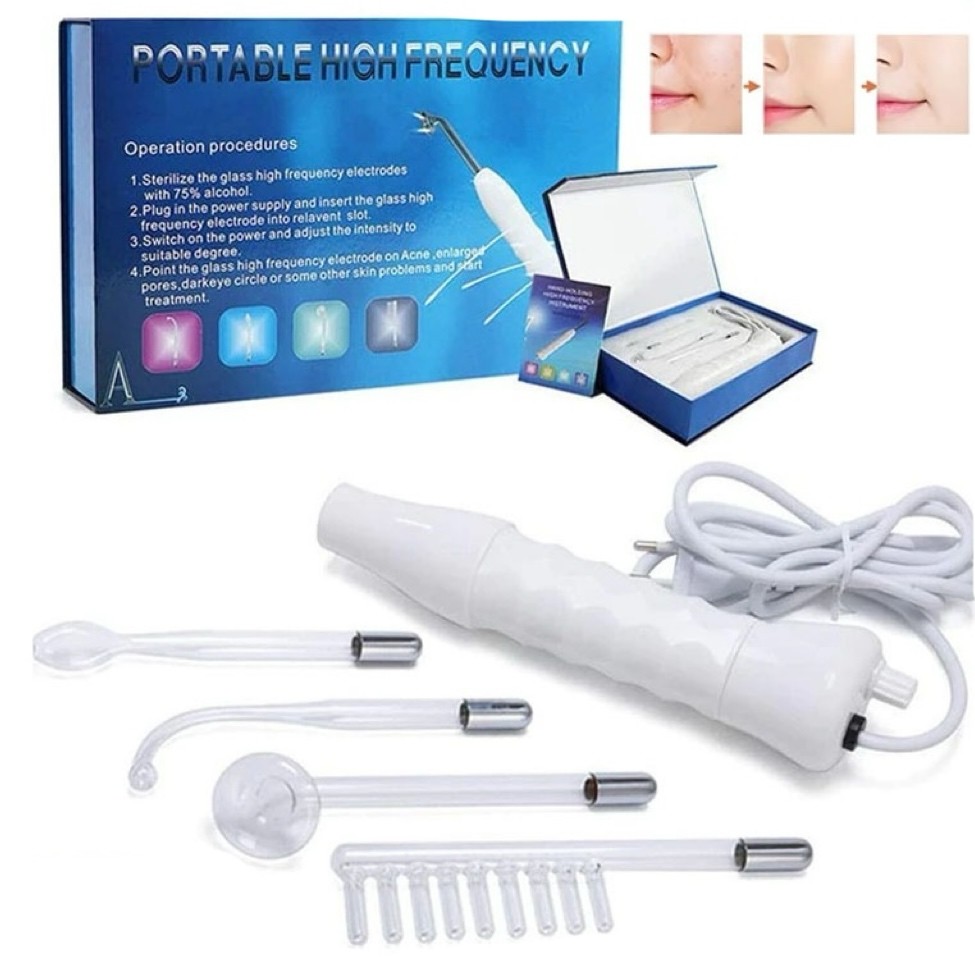 Aparelho Alta Frequência Portátil Para Limpeza De Pele Tratamento Facial E Capilar 4 Em 1