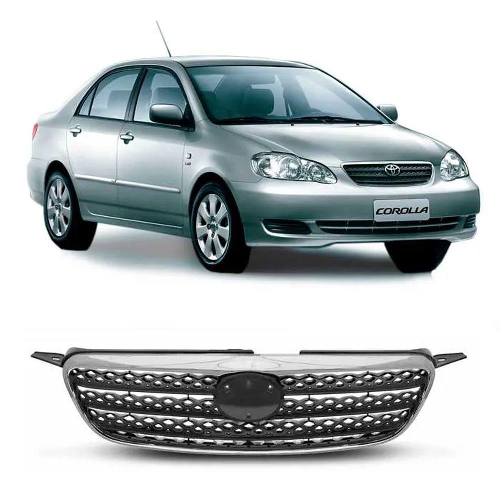 Grade Radiador Dianteira Corolla XEi 2003 a 2008 Fielder 2005 a 2008 Preta com Moldura Cromada