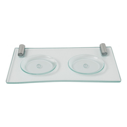 Porta Sabonete Duplo - Vidro Incolor - 12x26cm 8mm em Oferta na Shopee