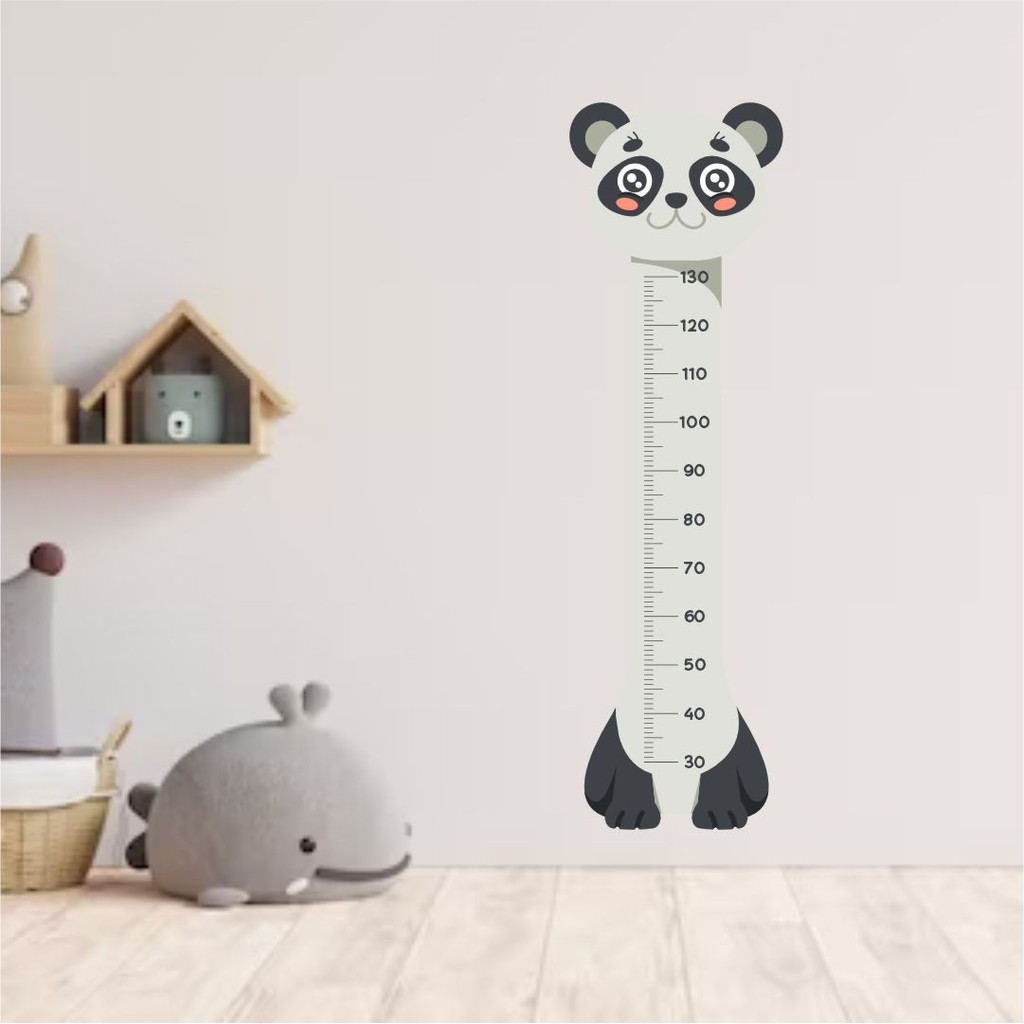 Adesivo Infantil Régua de Crescimento Ursinho Panda - Adesivo Urso Panda Decorativo