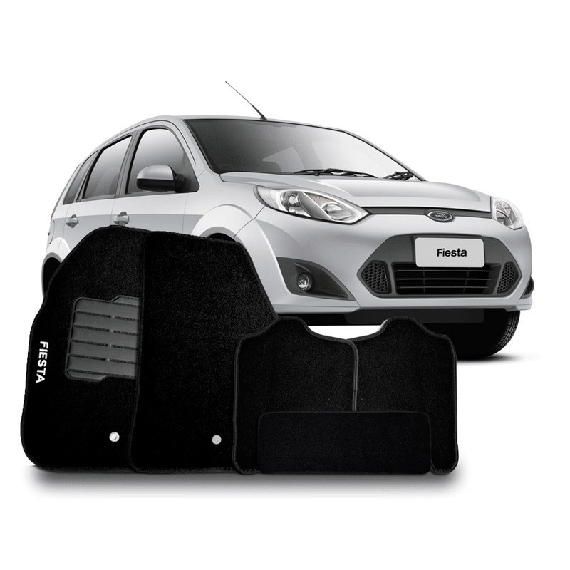 Jogo De Tapete - Carpete - Compatível - Ford Fiesta 2001 - 2014 - Bordado - Automóvel - Carro