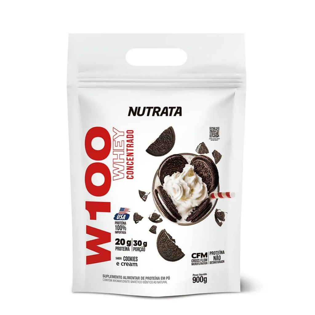 Whey Protein W100 Refil 900g Nutrata Cookies & Cream - Health