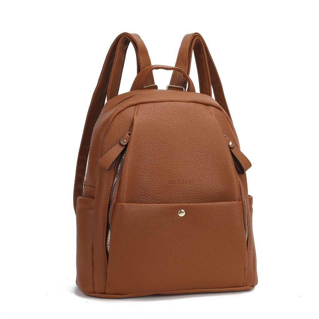 Mochila Feminina Média De Qualidade De Costas Em Couro Sintético B707 VT