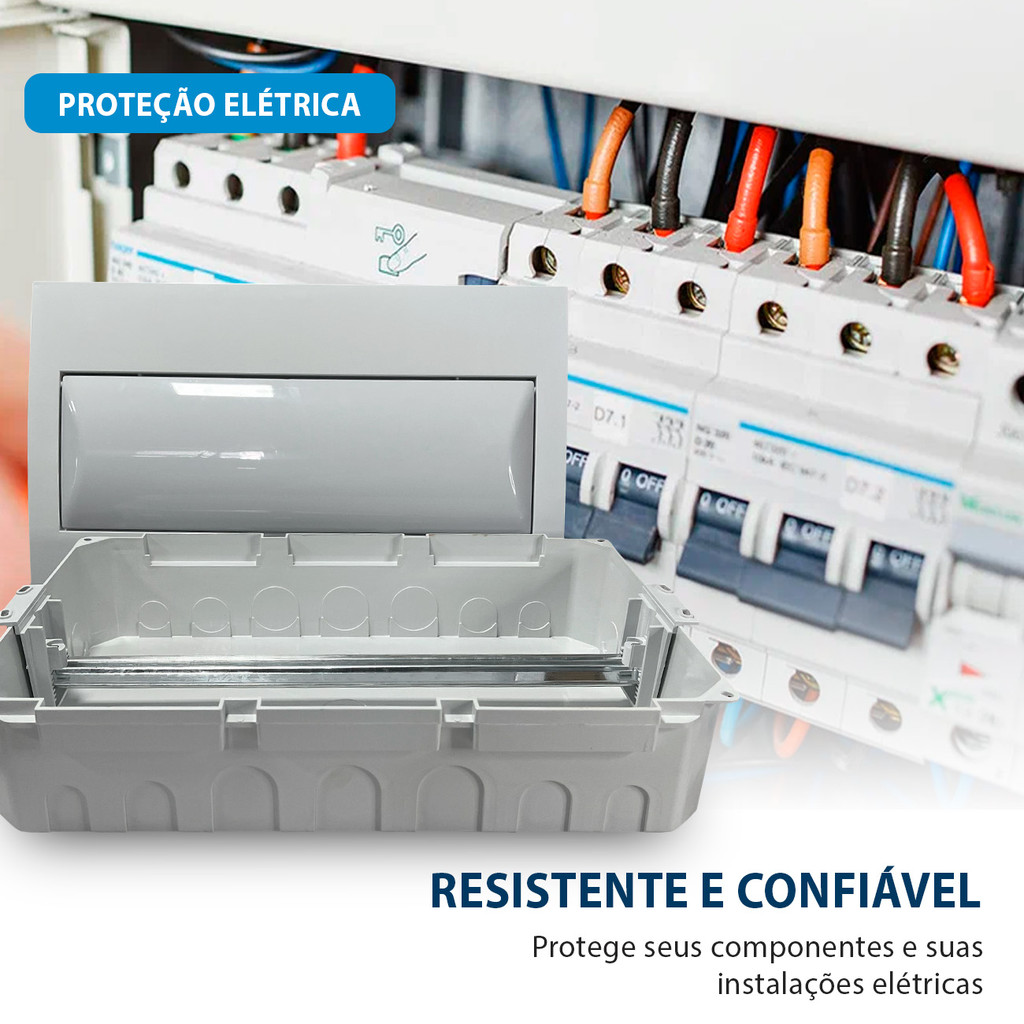 Quadro de Distribuição 18 Disjuntores Embutir Caixa de Luz PVC Quadrinho Centrinho 18 Polos Trilho DIN Residencial Casa — imagem 2 de 2